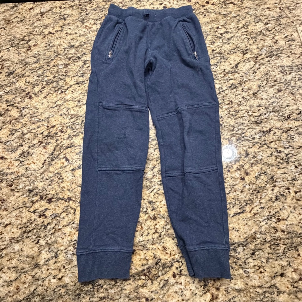 Hanna Andersson Boys Slim Joggers Blue Heather Reinforced Knee Size 140 US 10